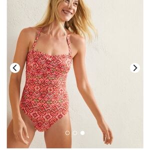 Garnet Hill Ruched Bandeau One-Piece Swimsuit Size 12